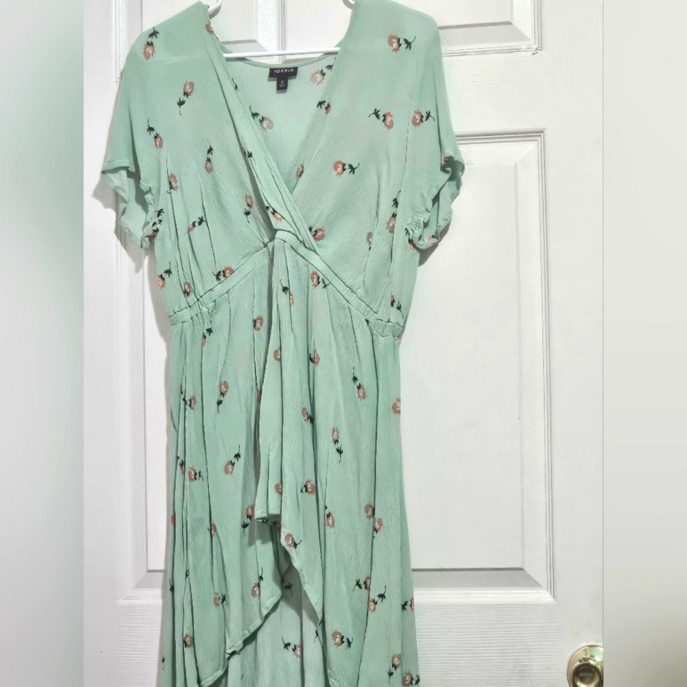 Green Floral Hi-low style Blouse